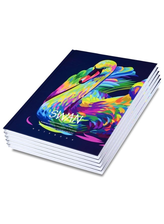 FIS® Hard Cover Notebook, Size 10"X8" Inches(254x203.2mm), 96 Sheets, 192 Pages, Single Line Ruling, White Paper, Packet of 5 Pieces, Swan Cover Design 3-FSNBHC1896-SWA3 - Image 1